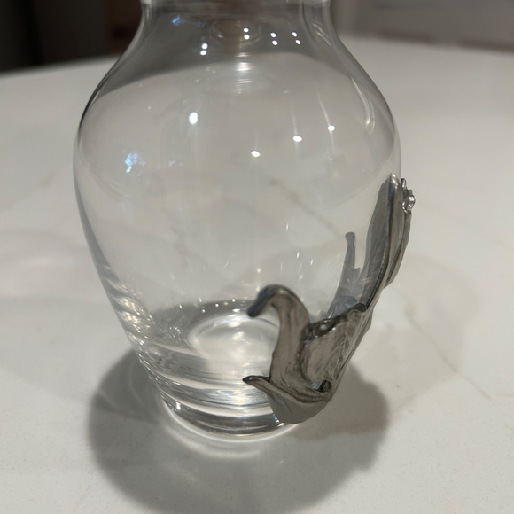 SEAGULL PEWTER Signed Glass 5” Vase 1992 Tulips Floral Flowers Canada - Picture 3 of 5